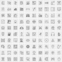 conjunto de 100 iconos de línea de negocios creativos vector