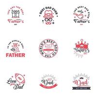 Happy fathers day 9 Black and Pink vintage retro type font Illustrator eps10 Editable Vector Design Elements