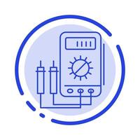 Voltmeter Ampere Watt Digital Tester Blue Dotted Line Line Icon vector