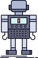 autonomous machine robot robotic technology Flat Color Icon Vector