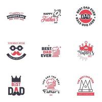 Happy fathers day greeting cards set 9 Black and Pink Vector typography lettering Usable for banners print You are the best dad text design Editable Vector Design Elements