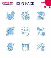 9 paquete de iconos de epidemia de coronavirus azul chupar como covid sangre bacterias vacuna enfermedad corona viral coronavirus 2019nov enfermedad vector elementos de diseño