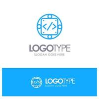 código de producto de gestión de implementación personalizado logotipo de contorno azul con lugar para el eslogan vector