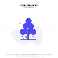 Our Services Nature Pine Spring Tree Solid Glyph Icon Web card Template vector