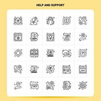 OutLine 25 Help And Support Icon set Vector Line Style Design Black Icons Set Linear pictogram pack Web and Mobile Business ideas design Vector Illustration