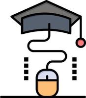 mouse graduación educación en línea color plano icono vector icono banner plantilla