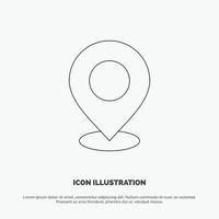 Location Map Mark Marker Pin Place Point Pointer Line Icon Vector