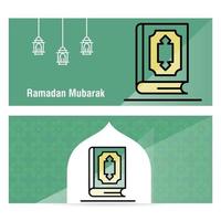 Ramadan Kareem concept banner with islamic  patterns vector