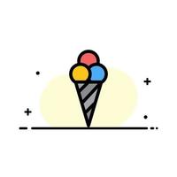 Beach Ice Cream Cone  Business Flat Line Filled Icon Vector Banner Template