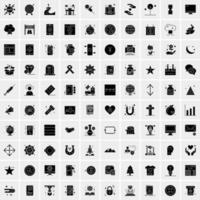 Set of 100 Universal Solid Icons vector