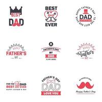 Happy Fathers Day greeting Card 9 Black and Pink Calligraphy Vector illustration Editable Vector Design Elements