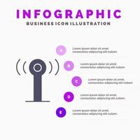 señal de servicio wifi icono sólido infografía 5 pasos presentación antecedentes vector