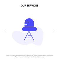 Our Services Diode Led Light Solid Glyph Icon Web card Template vector