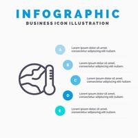 Earth Environment Global Hot Temperature Line icon with 5 steps presentation infographics Background vector