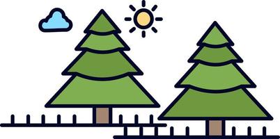 forest camping jungle tree pines Flat Color Icon Vector