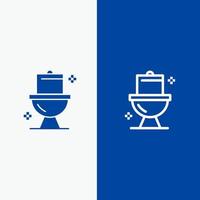 Bathroom Cleaning Toilet Washroom Line and Glyph Solid icon Blue banner Line and Glyph Solid icon Blue banner vector