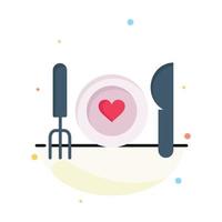 Dinner Romantic Food Date Couple Abstract Flat Color Icon Template vector