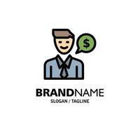 Man Work Job Dollar Business Logo Template Flat Color vector