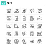 25 GDPR icon set vector background