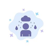 Man Cloud Rainy Blue Icon on Abstract Cloud Background vector