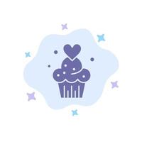Cake Cupcake Muffins Baked Sweets Blue Icon on Abstract Cloud Background vector