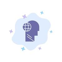 Business Globe Head Mind Think Blue Icon on Abstract Cloud Background vector