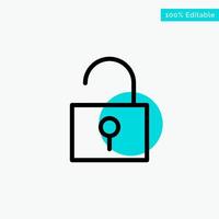 Lock Unlocked User Interface turquoise highlight circle point Vector icon