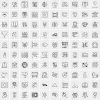 conjunto de 100 iconos de línea de negocios creativos vector