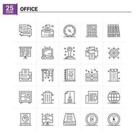 25 Office icon set vector background