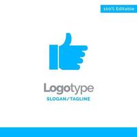 Hand Like Vote Love Blue Solid Logo Template Place for Tagline vector