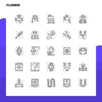 Set of Plumber Line Icon set 25 Icons Vector Minimalism Style Design Black Icons Set Linear pictogram pack