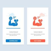 Growth Muscle Heart Beat  Blue and Red Download and Buy Now web Widget Card Template vector