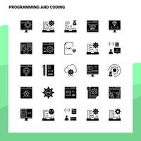 25 conjunto de iconos de programación y codificación plantilla de ilustración de vector de icono de glifo sólido para ideas web y móviles para empresa comercial