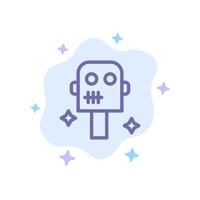 Space Suit Robot Blue Icon on Abstract Cloud Background vector