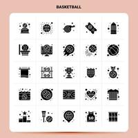 conjunto de iconos de baloncesto sólido 25 diseño de estilo de glifo vectorial conjunto de iconos negros diseño de ideas de negocios web y móvil ilustración vectorial vector