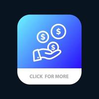 tech Industry Hand Dollar Industry Mobile App Button Android and IOS Line Version vector