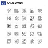 25 conjunto de iconos de protección de datos antecedentes vectoriales vector