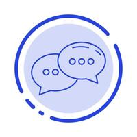 Chat Chatting Conversation Dialogue Blue Dotted Line Line Icon vector