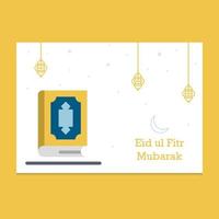 ilustración de tarjeta de felicitación de eid mubarak vector