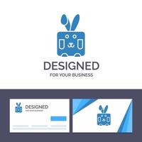 Creative Business Card and Logo template Bunny Easter Rabbit Holiday Vector Illustration