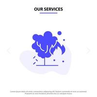 Our Services Energy Environment Green Pollution Solid Glyph Icon Web card Template vector