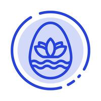 huevo de pascua huevo vacaciones vacaciones azul línea punteada icono de línea vector