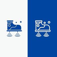 Shoes Wifi Service Technology Line and Glyph Solid icon Blue banner Line and Glyph Solid icon Blue banner vector