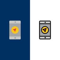 Application Message Mobile Apps poniter  Icons Flat and Line Filled Icon Set Vector Blue Background