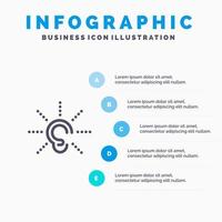 conciencia oído escuchar escuchar escuchar icono de línea con 5 pasos presentación infografía fondo vector