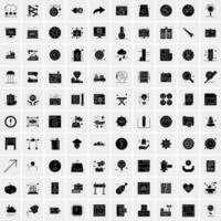 Set of 100 Universal Solid Icons vector