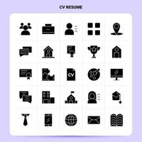 Solid 25 CV Resume Icon set Vector Glyph Style Design Black Icons Set Web and Mobile Business ideas design Vector Illustration