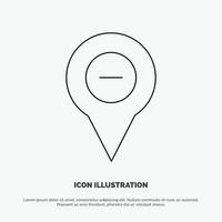 Location Map Navigation Pin minus Line Icon Vector