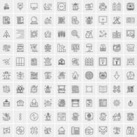 conjunto de 100 iconos de línea de negocios creativos vector