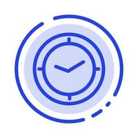 reloj tiempo temporizador reloj línea punteada azul icono de línea vector